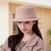 Autumn and winter new wool jazz hat women's retro elegant black flat top wide brim top hat versatile warm hat