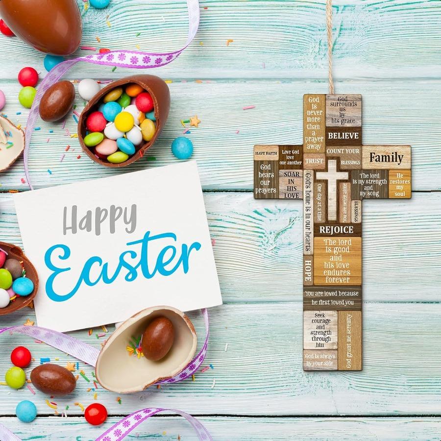 

Jetec Настенный декор Крест Христианский Деревянный Крест Религиозная Вера Библейский Стих Настенная или Настольная Табличка для Дома Пасха Рождество Фермерский дом United States