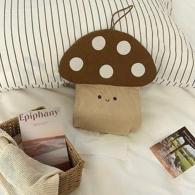 Cute Mushroom Tissue Box Wall Mounted Bathroom, Kitchen Fabric, Paper Drawer, Household Bedroom, Bedside Storage, Hanging Bag