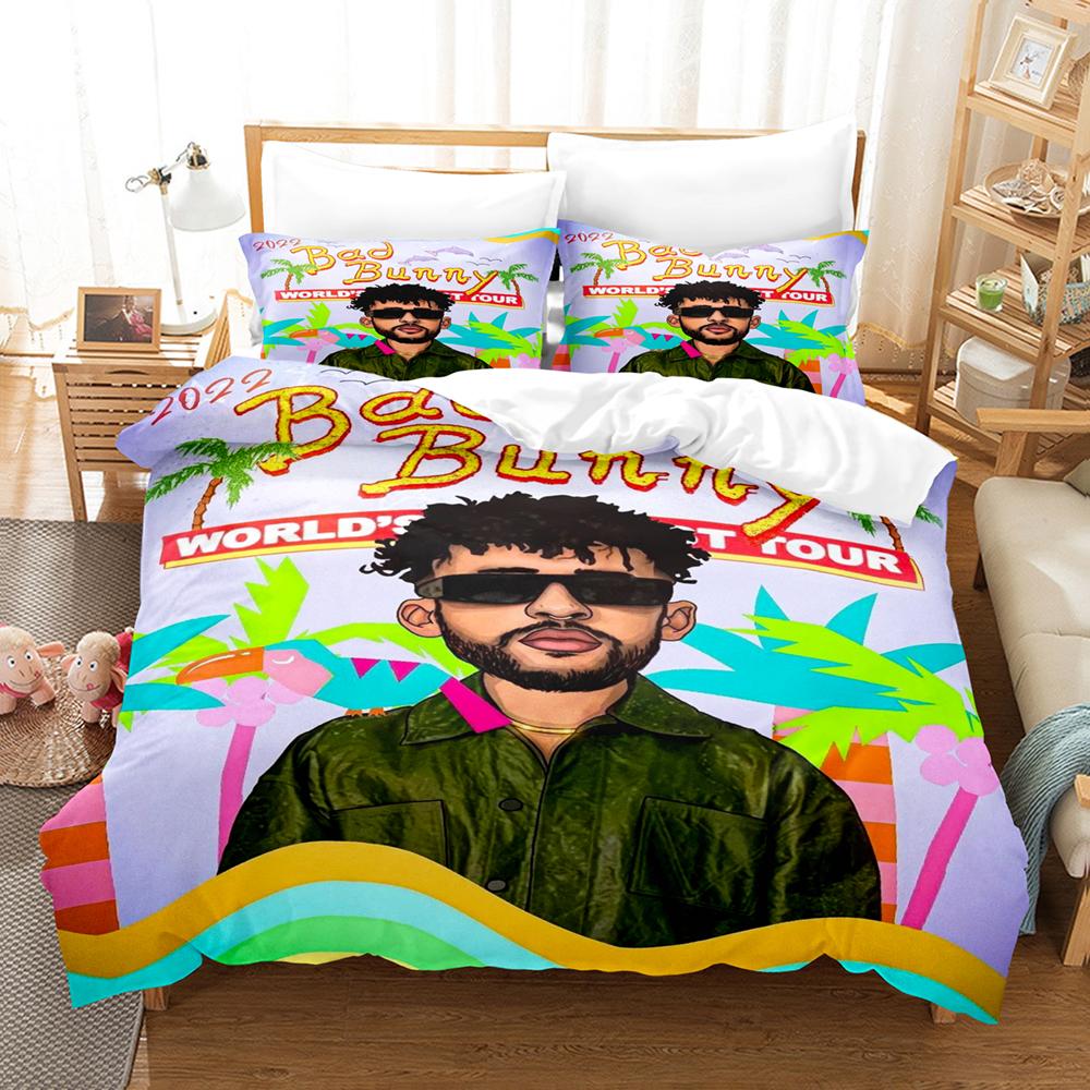 Comforter Popular Bad Bunny Bedding Set Un Verano Sin Ti Comforter Bed Sets Gifts Usa Size Twin Full Queen King Dropshipp