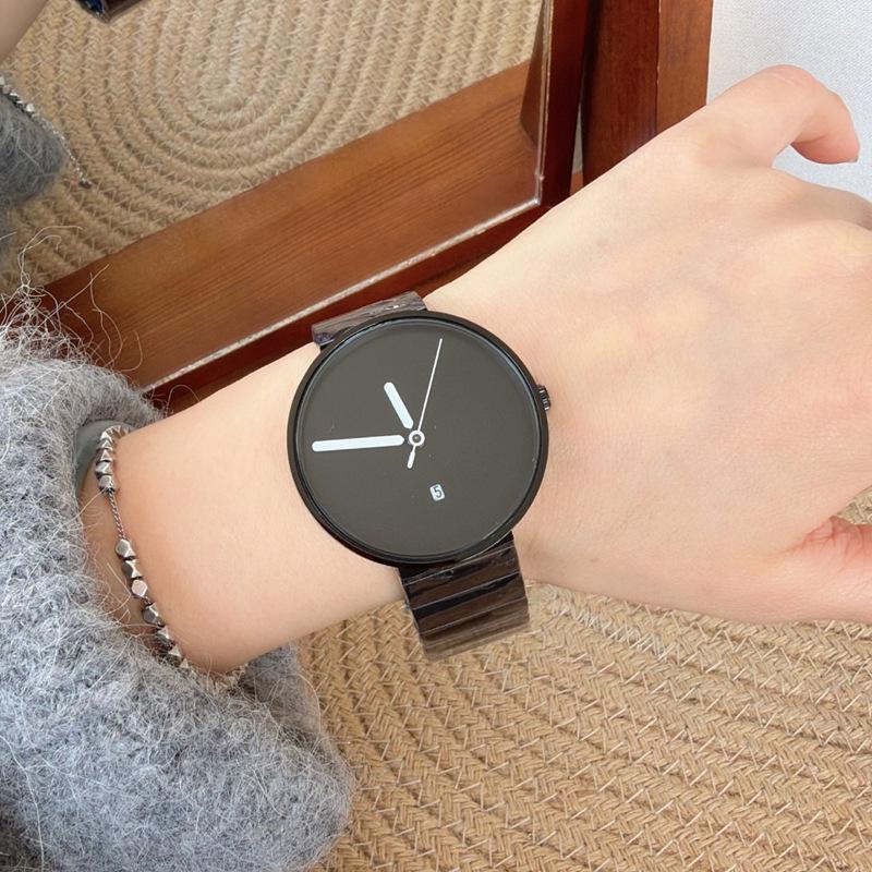 Steel Belt Simple Watch Black Cool Calendar Quartz Butterfly Buckle Student Watch