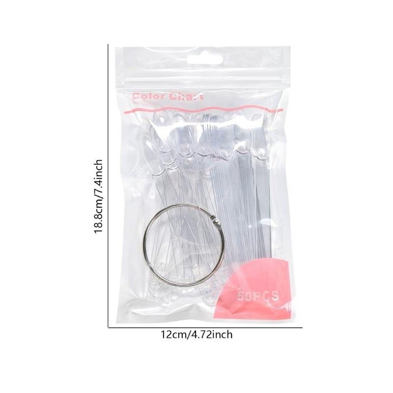 50 Pcs Fan Style Clear Nail Swatches Sticks Nail Art Accessories for Gel Polish Display and Easy Color Comparison