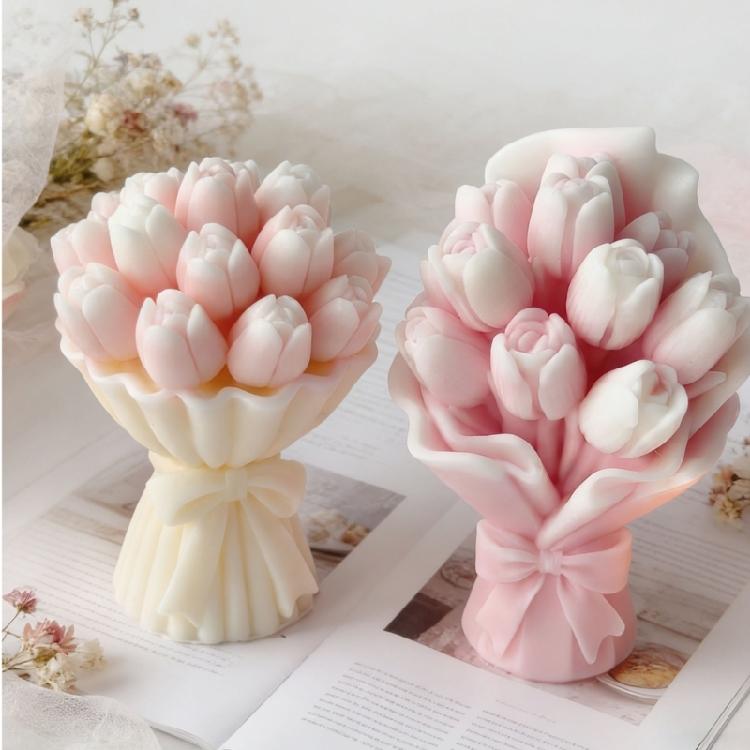 Food Grade Silicone Candle Mould For Tulips Bouquet Aromatherapys Craft Tool for Family Activity and Weddings