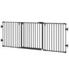 Folding Steel Dog Gate with Automatic Closure, 202.5x2x76cm, Black