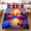 Flamingo Sunset Bedding Set Animal Landscape Duvet Cover, Modern Bed Cover Home Decor Single Double Queen King Full Size Beds