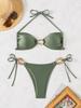 Sexy Bikini Bra Set, Split Solid Color Swimsuit, Gathering Split Swimsuit, Pure Desire Swimsuit