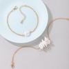 WIH new pearl small gravel inlaid multi-layer anklet, geometric irregular chain two-layer anklet set