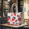 Cute Strawberry Printed Tote Bag Large Capacity Casual Fashion Daily Shoulder Bag for Women Outdoor Travel Shopping Use