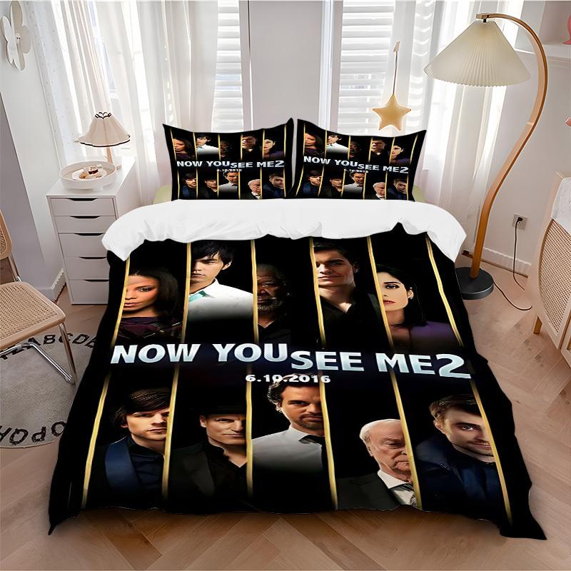 

3pcs Now You See Me Bedding Set, Soft Polyester Duvet Cover and Pillowcases Machine Washable Seasons all suitable 86 135x200cm