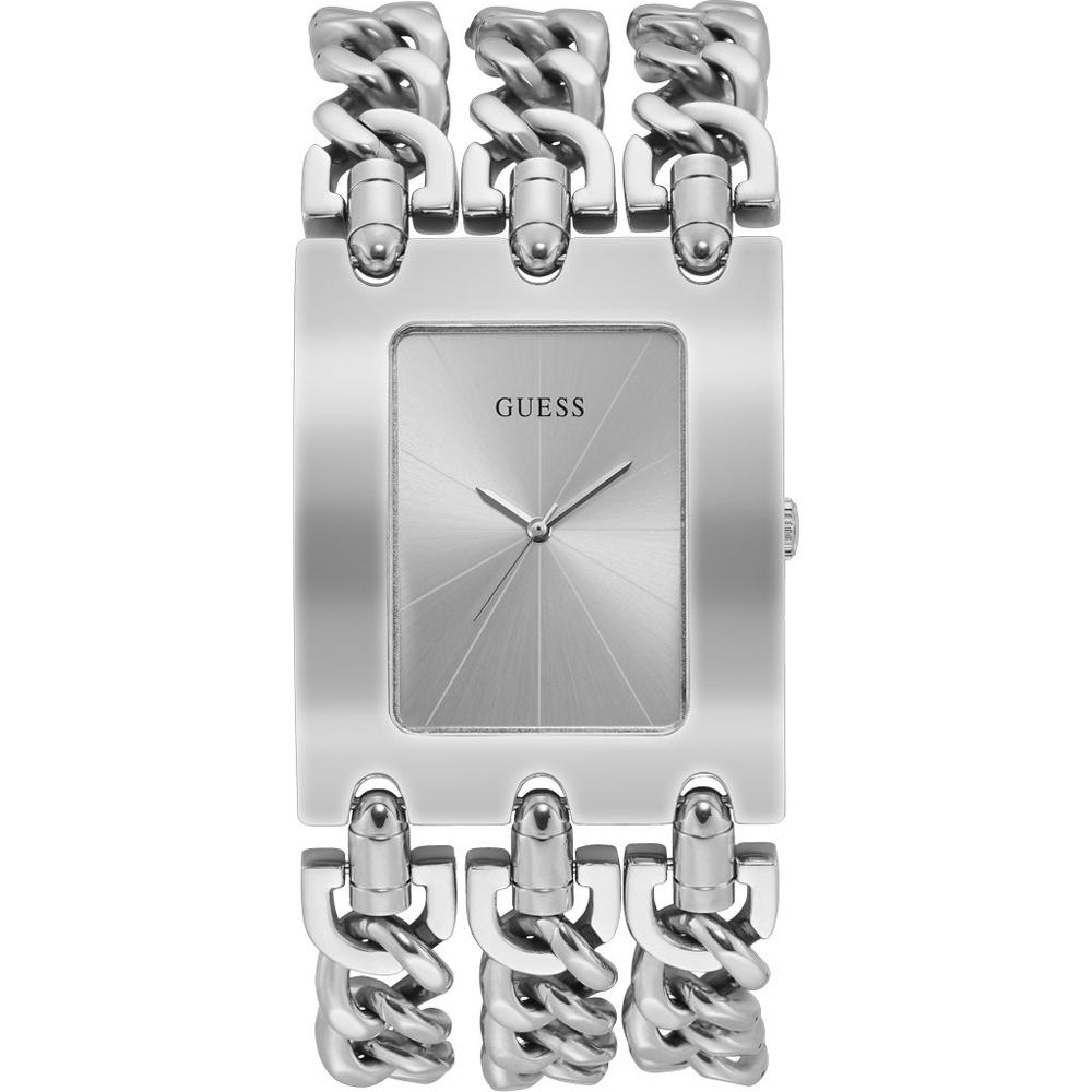 GUESS Heavy Metal Silver Stainless Steel Ladies Quartz Watch W1274L1 серебряный