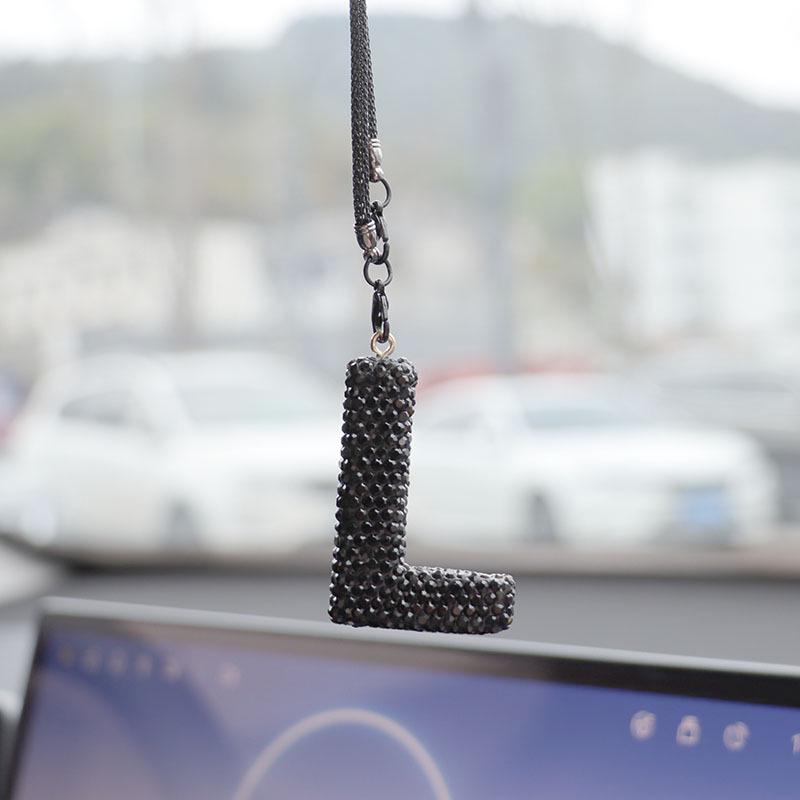 Rhinestone Ceramic Cross Pendant for Car Mirror Decor