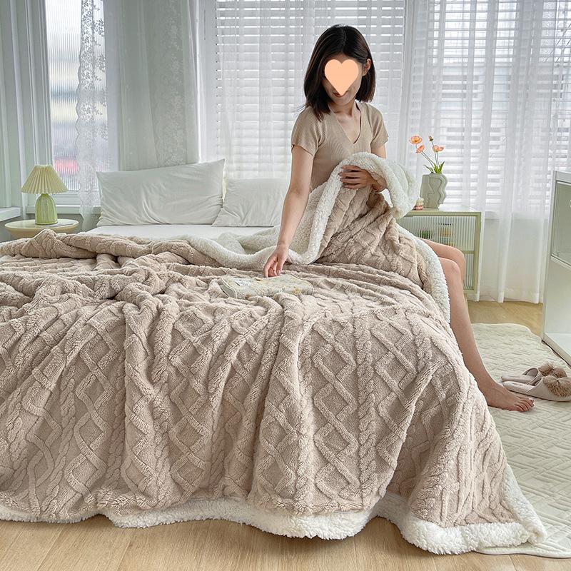 Autumn and Winter Lamb Fleece Blanket Double Sided Thickened Coral Fleece Blanket Nap Blanket Blanket Cover Blanket