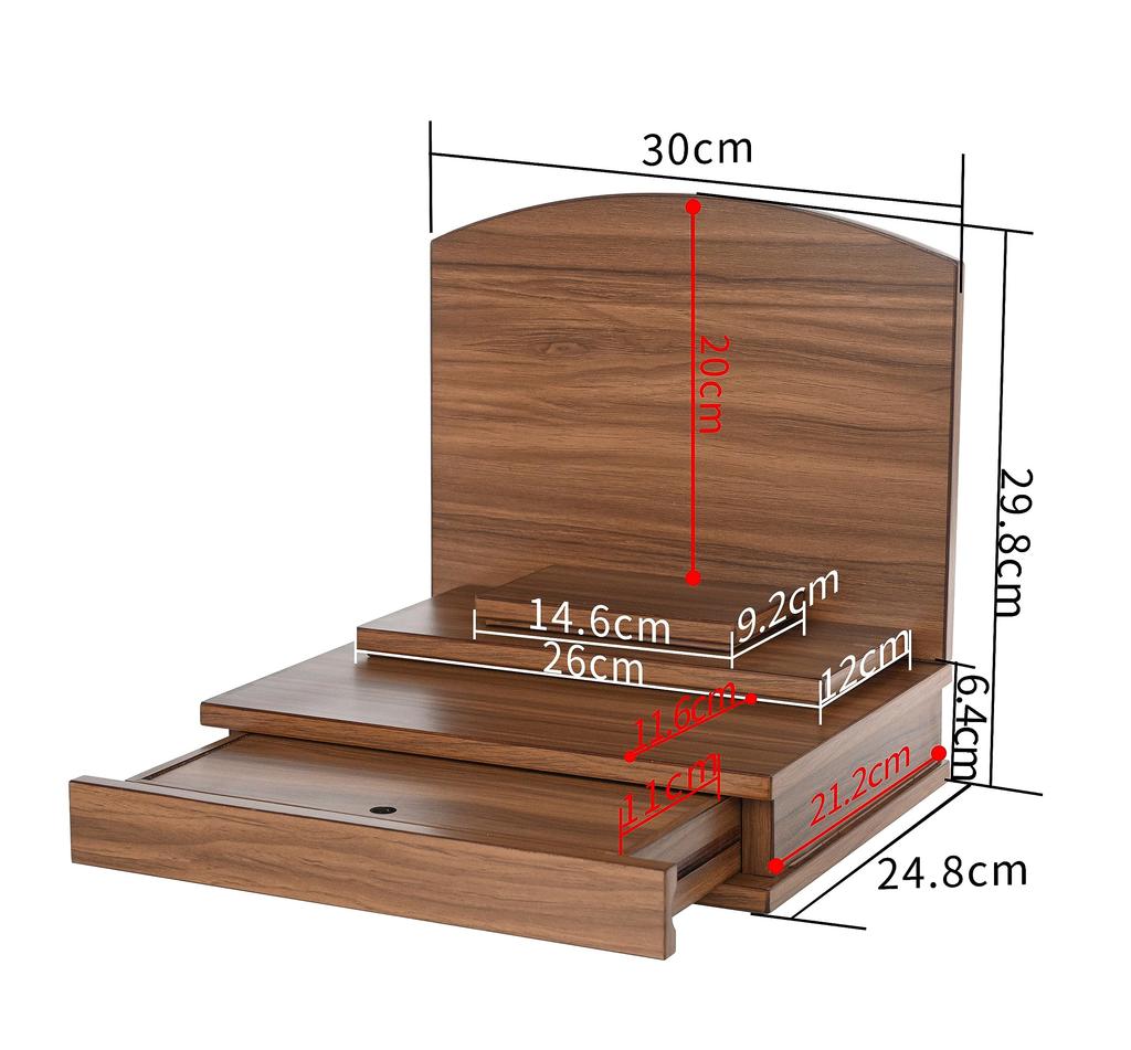 Oda Kobo Buddhist Altar, Modern Mini Buddhist Altar, Open Type, with Storage, for Memorial Service (Mini, Walnut Color)