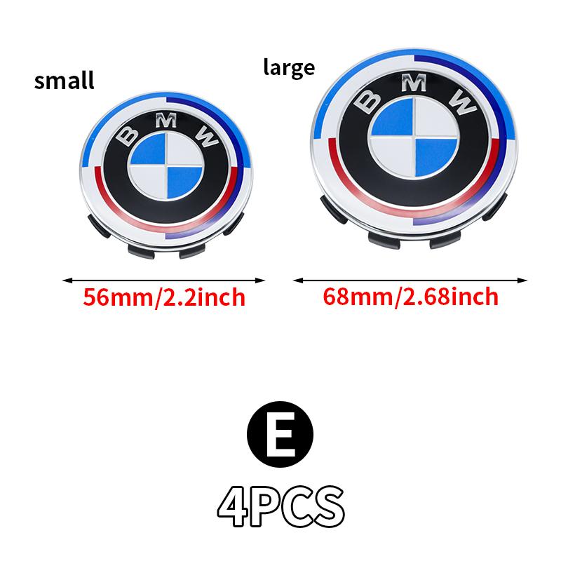 4 Stück 56mm 68mm Felgendeckel für BMW 50. Jubiläum M Power Karbonfaser Felgennabe Emblem Abzeichen E46 E90 F10 F30 G20 X5