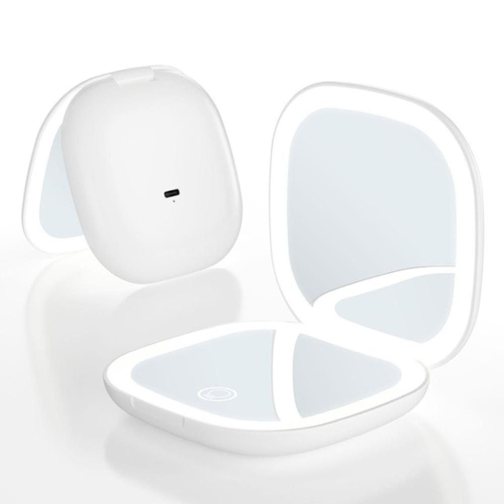 

Двухсторонний светильник с увеличением 1X/5X, светодиодное косметическое зеркало, квадратный складной светильник и портативное светодиодное зеркало для макияжа, портативное белый