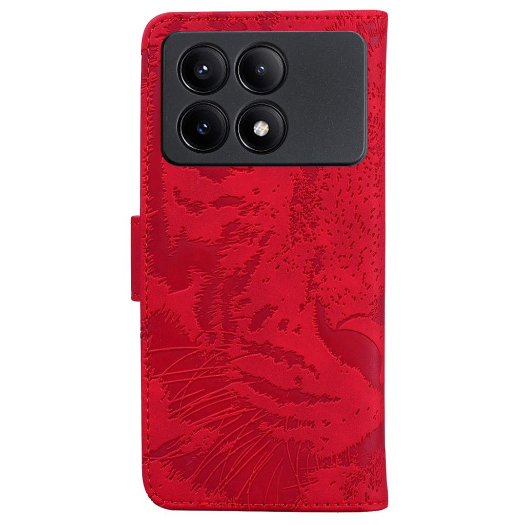 PU Leather Phone Stand Shell for Xiaomi Poco X6 Pro 5G/Redmi K70E 5G Cover Tiger Imprinted Pattern Case