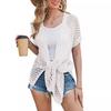 2024 European Mesh Crochet Short Sleeve Long Cardigan Cover-up