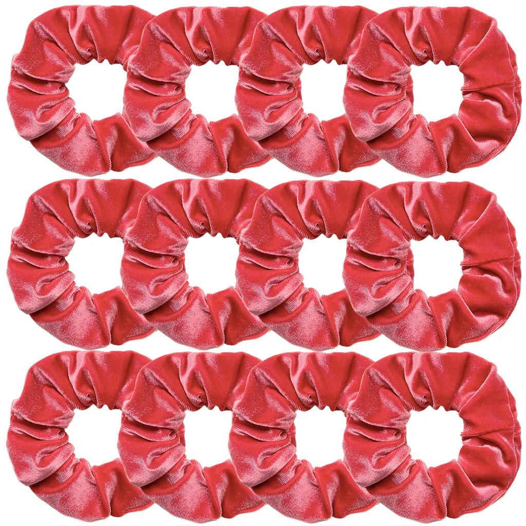 12pcs Vintage Women Pink Velvet Scrunchies Baby Girls Headwear White Black Blue Green Elastic Hair Bands Kids Hair Accessories