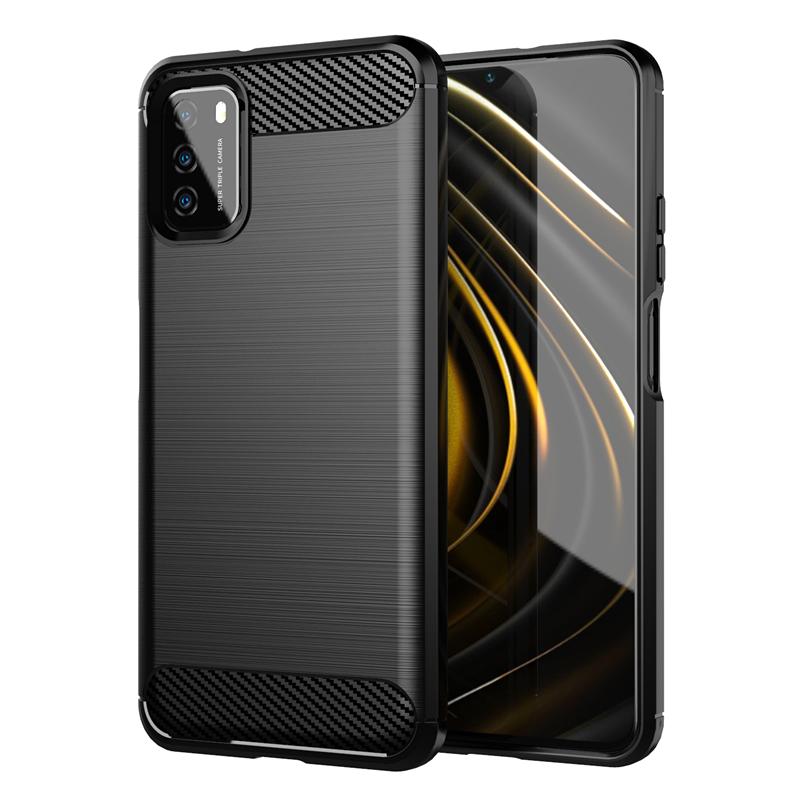 For Xiaomi Poco M3 Case Carbon Fiber Shockproof Soft Silicone Cover for Xiaomi Poco X3 NFC Poco F2 Pro for Redmi 9 9A 9C Mi 10T