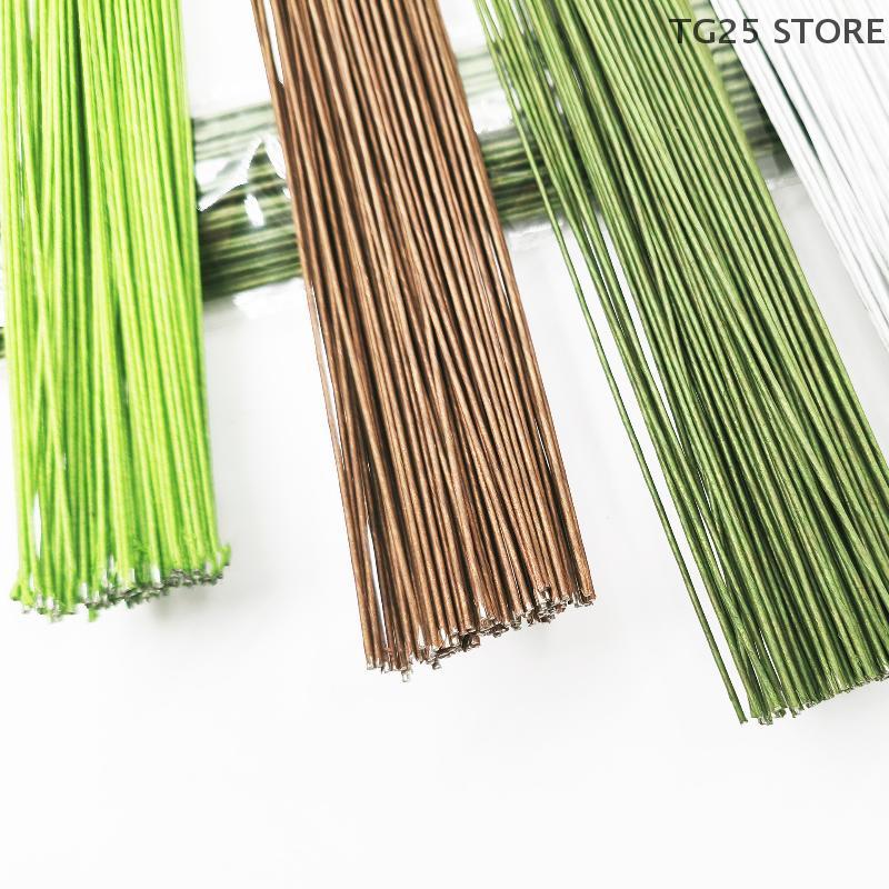 100Pcs 40cm DIY Floral Material Green Flower Wire Stems Artificial Wire Stem Accessoies Wedding Home Decor
