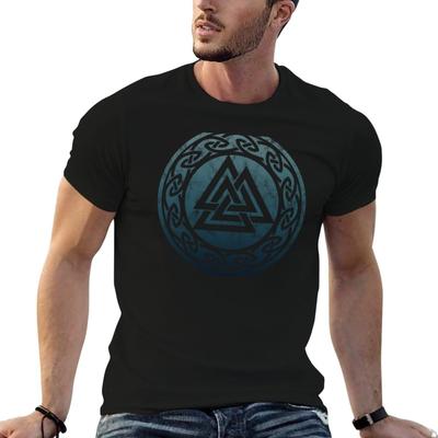 Valknut, Keltischer Knoten Odin Nordisches Symbol T-Shirt T-Shirts für Mann Baumwolle Mann T-Shirt Luxus Herren T-Shirts für Männer lässiges T-Shirt