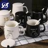 Japanese Style Totoro Coffee Mugs for Lovers Creative Milk Cup with Lid and Spoon Office Simple Ceramic Water Tea Cup Drinkware