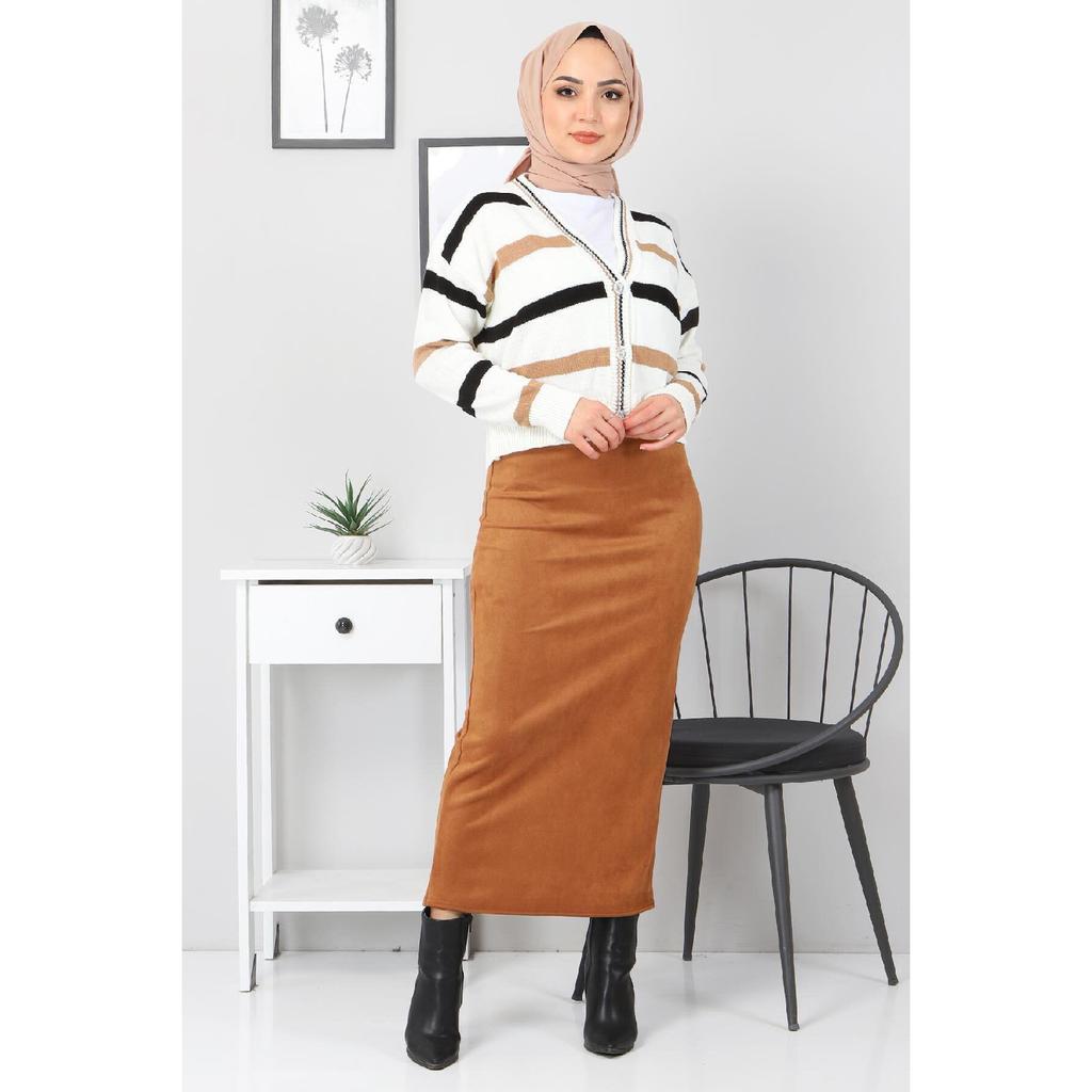 Suede Pencil Skirt Tsd0034 Brown