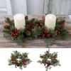 Christmas Candle Rings Table Decoration Christmas Wreath Candle Holder Ring Red Berries Table Centerpieces Candle Wreath