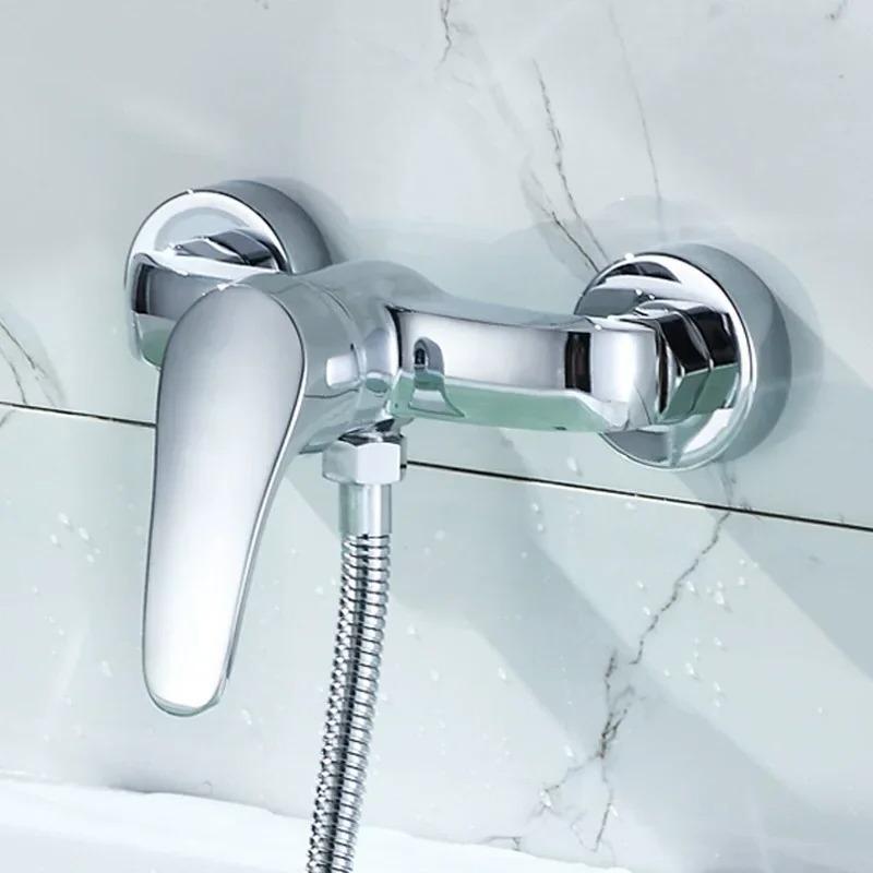 Bathroom Mixer Faucet Wall Mounted Shower Faucets Single Handle Hot and Cold Water Tap Household Chrome Bathroom Faucets