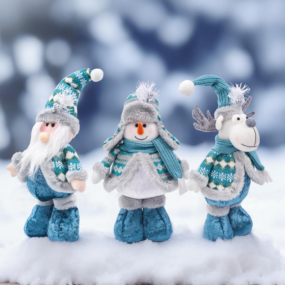 Window Scene Christmas Decoration Telescopic Doll New Blue Christmas Snowman Xmas Ornament