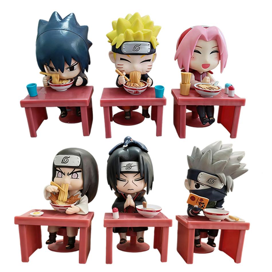 Naruto Shippuden Ramen Theme Series - Chibi Mini PVC Anime Figures - Sasuke Uchiha & Naruto Toy Gifts