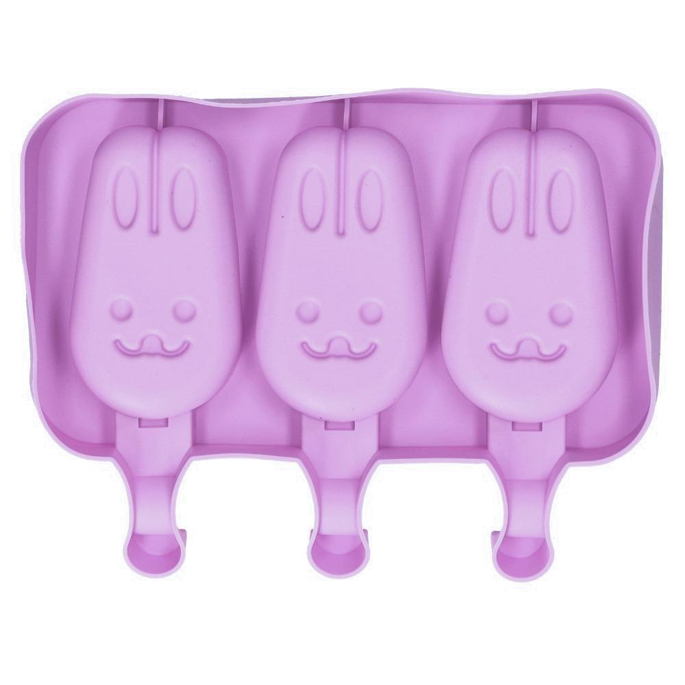 2 pcs Easy Release Homemade Popsicle Mold 3 Grid Frozen Treat Maker Silicone Ice Cream Mold Summer