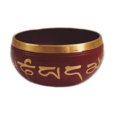 Red Singing Bowl with Wooden Stack, Red Singing Bowl and Wooden Striker Stick