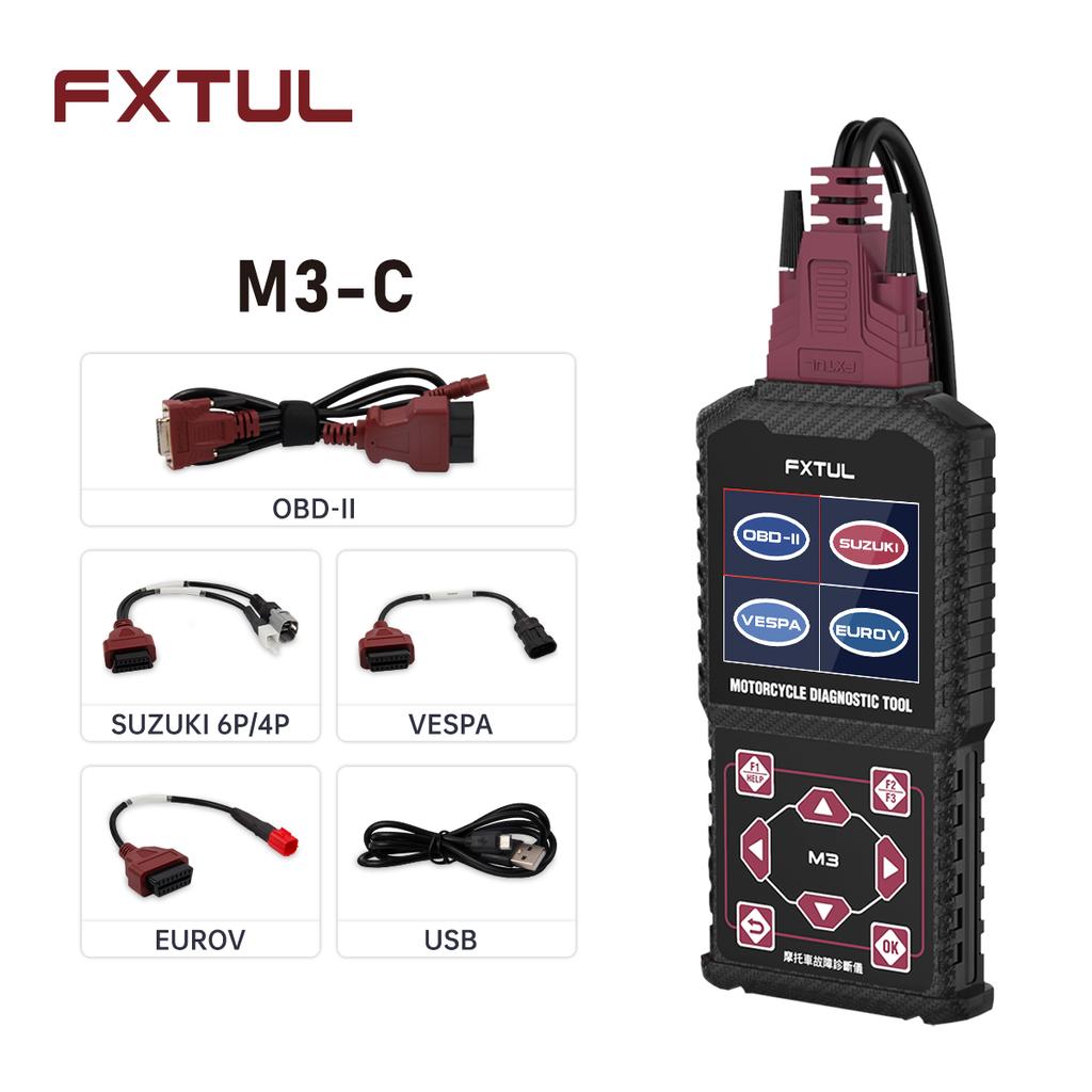 FXTUL M3 Motorcycle Diagnostic Tool OBD2 Clear Fault Codes Scanner Support Engine ABS Systems For Yamaha Suzuki HONDA Kawasaki