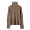 Lekasha 100% Pure Cashmere Rolled Edge High Neck Embossed Knit Top