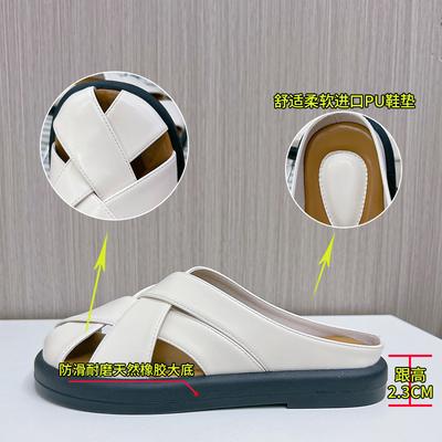 New Baotou Slippers Women's 2025 Summer Casual Flat Beach Half-drag Women's Fashion Versatile Sandals Women's Shoes