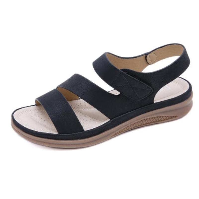 Genuine Leather Wedge Women Sandals Casual Comfort Flat Sandals Women Open Toe Beach Shoes Woman Footwear Sandalias Treking