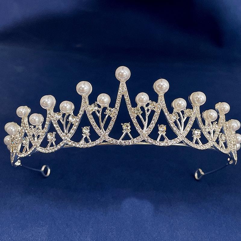 Braut stil hochzeit krone strass perle einfache kinder stirnband stirnband legierung glänzende leistung haar zubehör