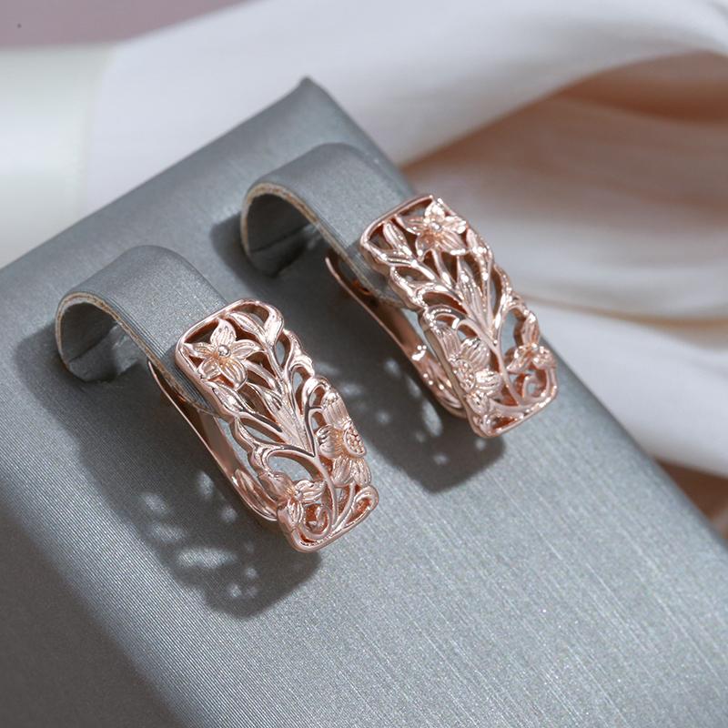 Kinel Rose Gold Color Flower English Earrings For Women