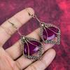 Faceted Kashmir Ruby Earring Copper Wire Wrapped Earring Kashmir Ruby Gemstone Jewelry Gifts for Friend Handmade Earring Copper Wire Jewelry