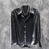 Men's Streetwear Long-Sleeve Pique Shirt - 2024 Spring/Autumn Collection, Loose Fit, Shiny Handsome Style