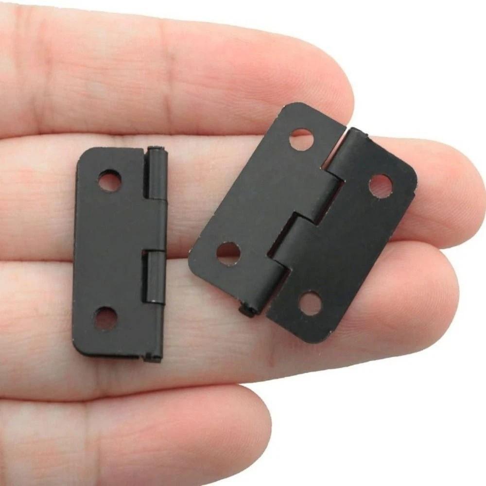50 Stück / Schachtel Scharniere + 200 Schrauben Eisen Gold / Schwarz 4 Löcher Langlebige Möbelbeschläge 24*18 mm Mini Abgerundetes Scharnier Dekor