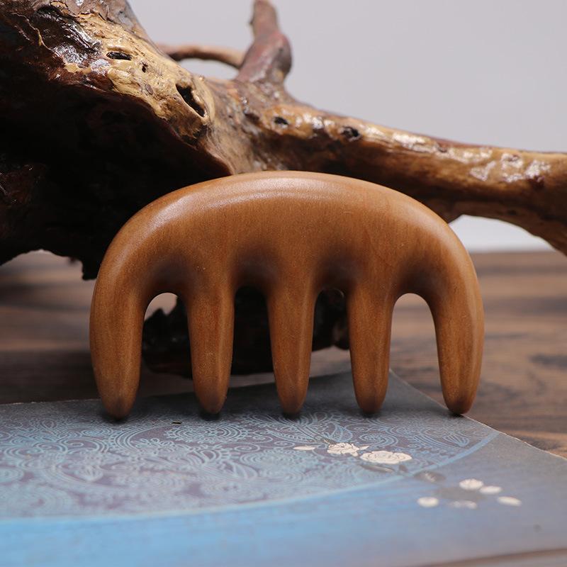 Pettine in legno di sandalo verde pettine massaggiante testa del pettine pettine per meridiani terapia per la testa femminile dente largo per cuoio capelluto domestico dente grande