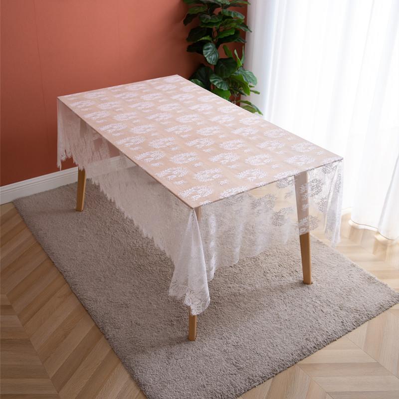 French Pastoral White Lace Nylon Hollowed Out Photo Eyelashes Rose Coffee Table Tablecloth Dining Table Cloth Wedding Decoration