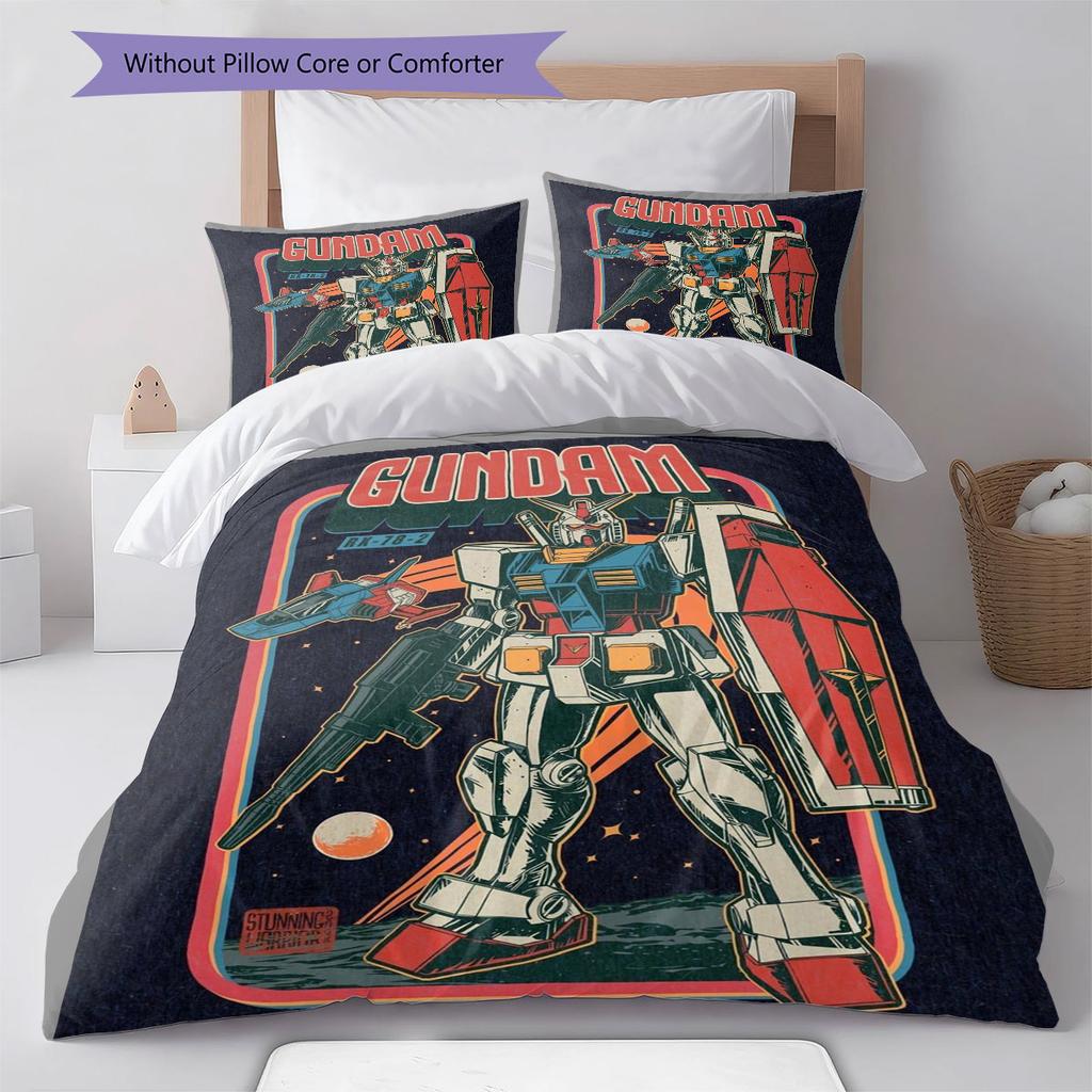 Cool Gundam Pattern Bedding Set 3Pcs Printed Duvet Cover Set Boys Bedroom Bed Set No Sheet No Comforter Core