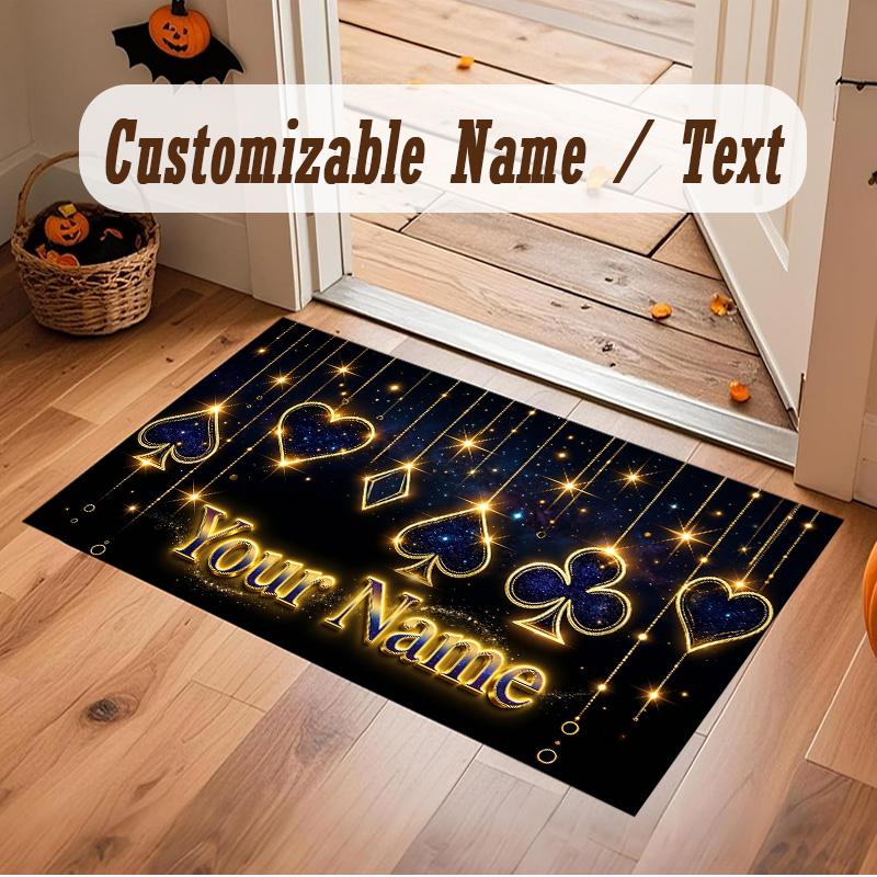 Astronaut Space Theme Soft Crystal Velvet Rug Custom Name & Text Print Non Slip Floor Rug for Bedroom Living Room