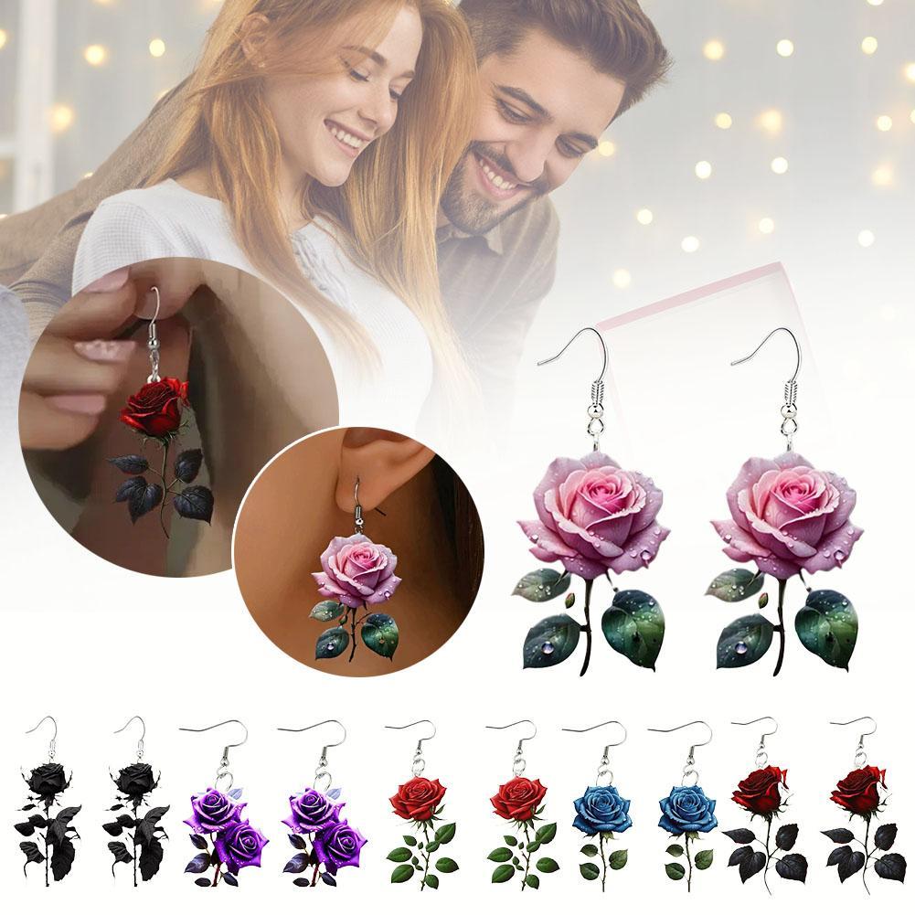 2D Acrylic rose-shaped earrings Art Style Earrings Elegant and Simple Jewelry For Girls Accessories Personality Gifts