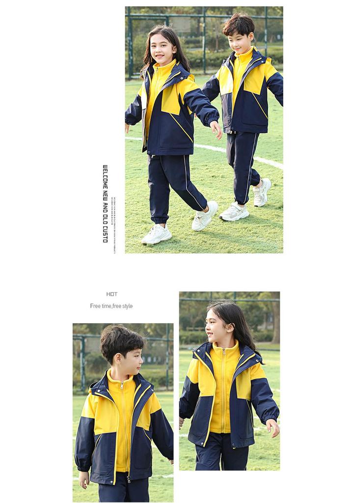 Children's Three-Piece School and Outdoor Uniform Set for Spring, Autumn, Winter