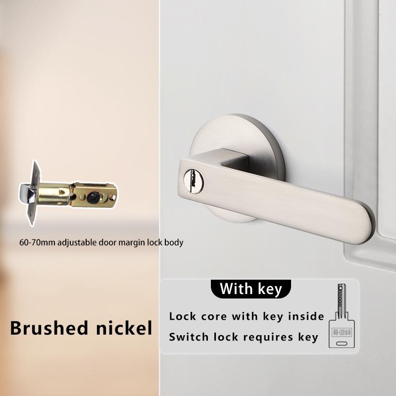 Indoor Door Indication Lock Household Keyed Three-lever Handle Lock White Bathroom Occupied or Unoccupied Door Handle