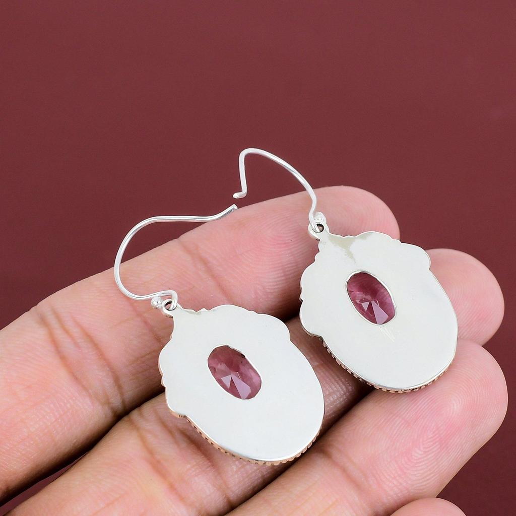 Faceted Pink Kunzite Earring Vintage Dainty Jewelry 925 Sterling Silver Earring Original Gemstone Earring Handmade Jewelry Gifts For Mother